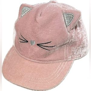 EUC Girls H&M velvet-style Cat Cap, Size 4-8Y. Shell: 95% Polyester, 5% Elastane